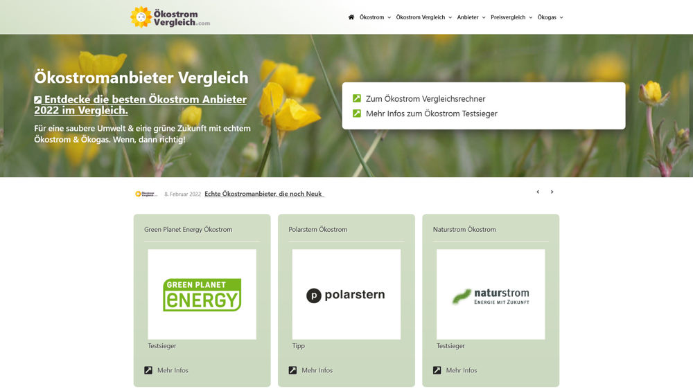 Webdesign Hannover: Oekostrom-Vergleich.com Startseite