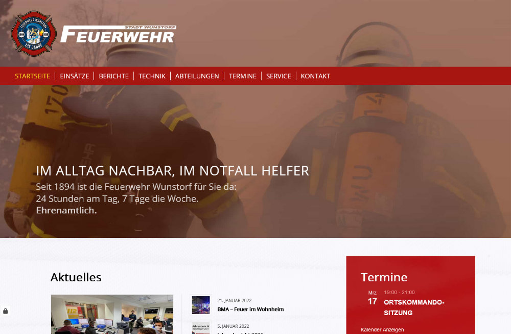 Webdesign Hannover: Feuerwehr Wunstorf